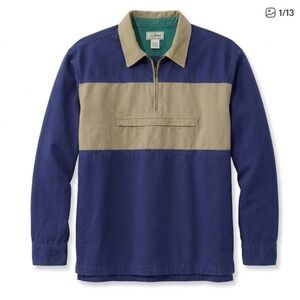 L.L. Bean Vintage V812 Long Sleeve Polo Shirt Men L Oversized Sporty Navy